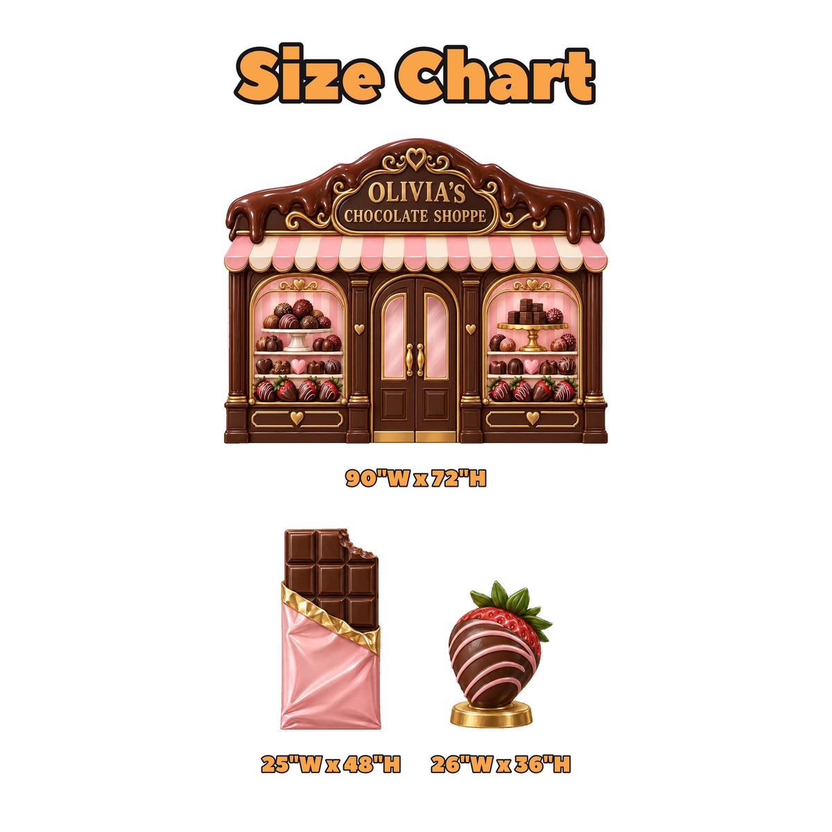 Chocolate Shoppe Storefront Backdrop Set