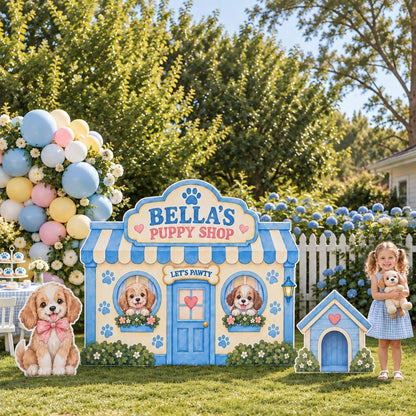 Blue Striped Puppy Shop Storefront Set