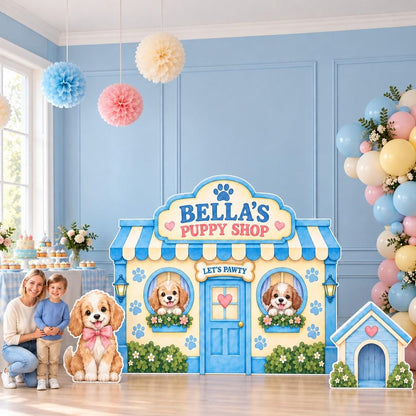 Blue Striped Puppy Shop Storefront Set