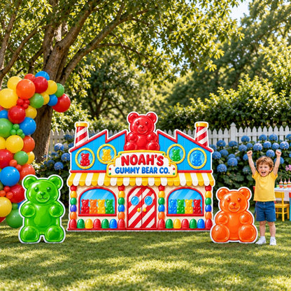 Gummy Bear Candy Factory Backdrop Set
