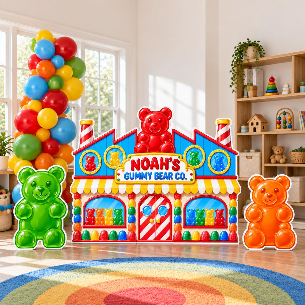 Gummy Bear Candy Factory Backdrop Set