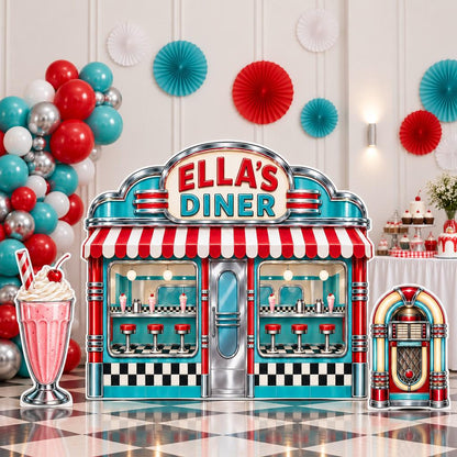 Aqua Chrome 50s Diner Storefront Set