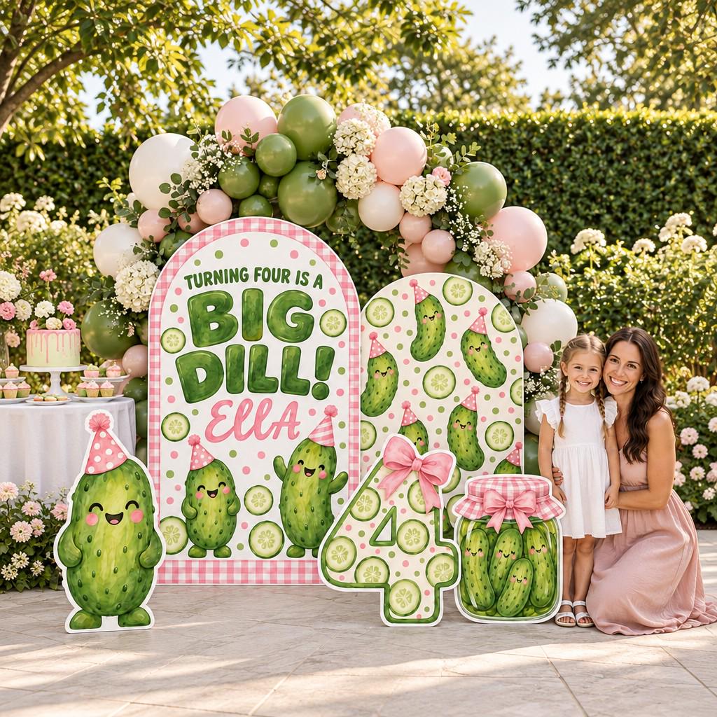 Pink Gingham Big Dill Pickle Arch Set
