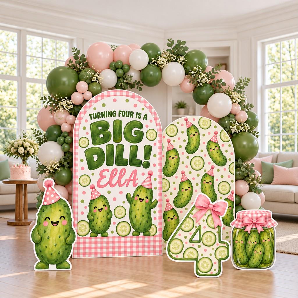 Pink Gingham Big Dill Pickle Arch Set