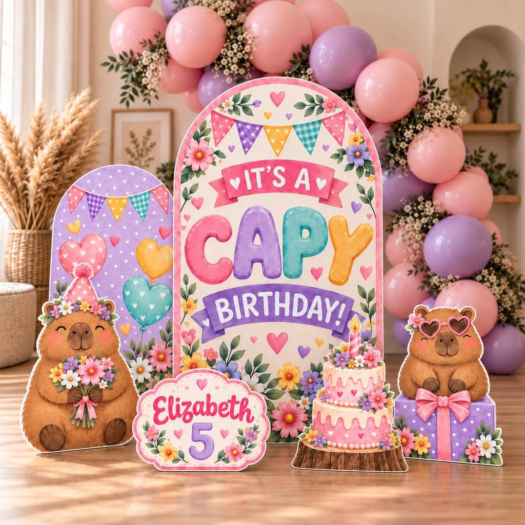 Pastel Capybara Birthday Arch Set