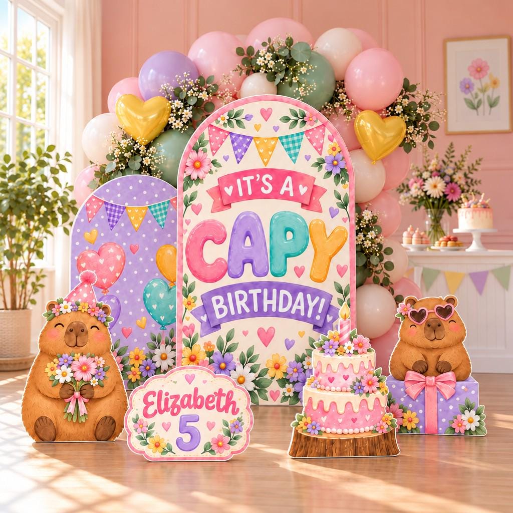 Pastel Capybara Birthday Arch Set