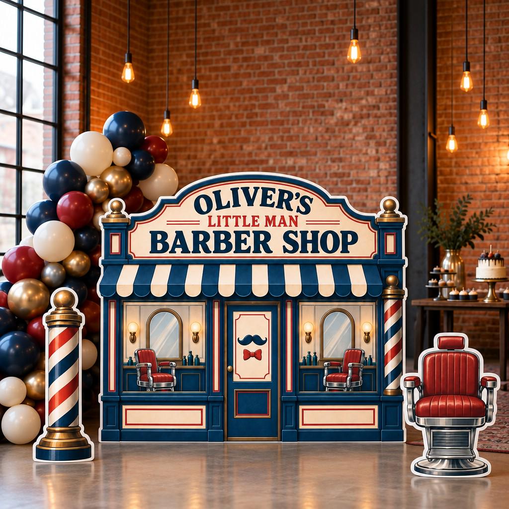 Navy Vintage Little Man Barber Shop Set