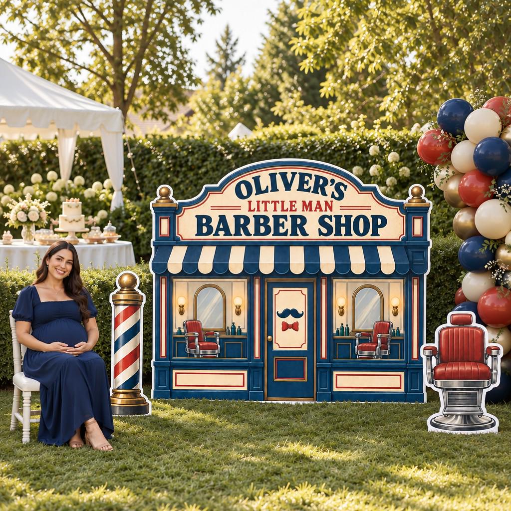 Navy Vintage Little Man Barber Shop Set