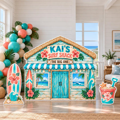 Turquoise Thatched Surf Shack Backdrop Set