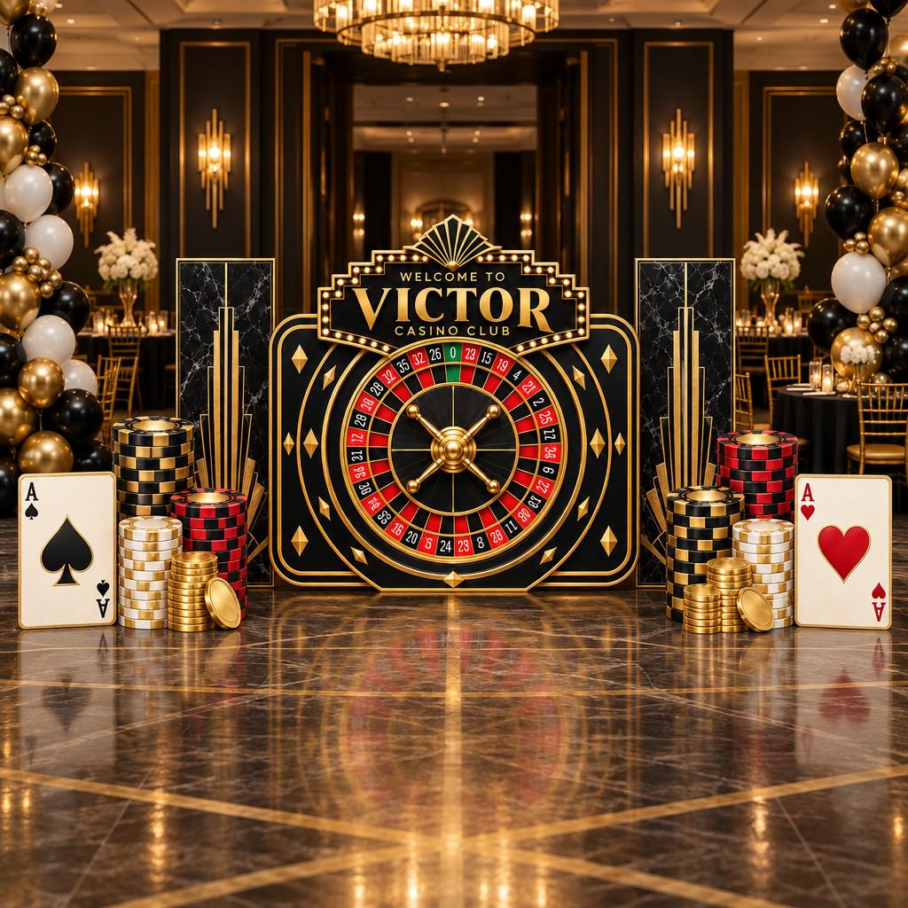 Black Gold Art Deco Casino Roulette Set