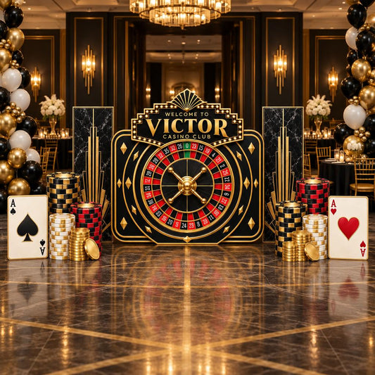 Black Gold Art Deco Casino Roulette Set