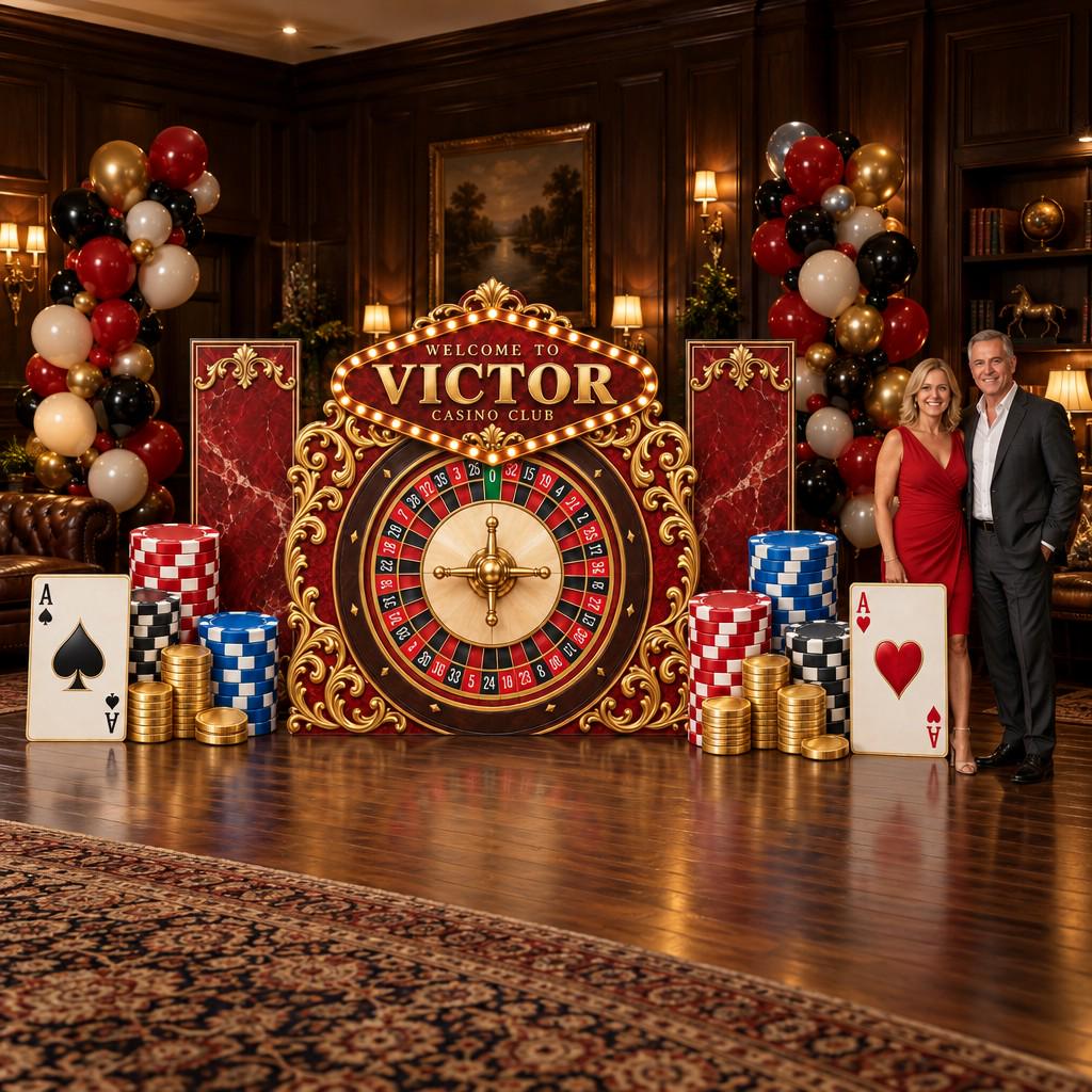 Black Gold Art Deco Casino Roulette Set