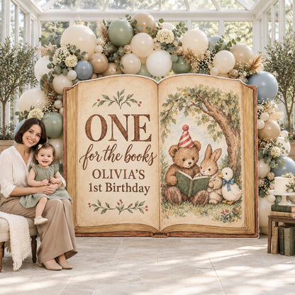 Woodland Friends Open Book Backdrop