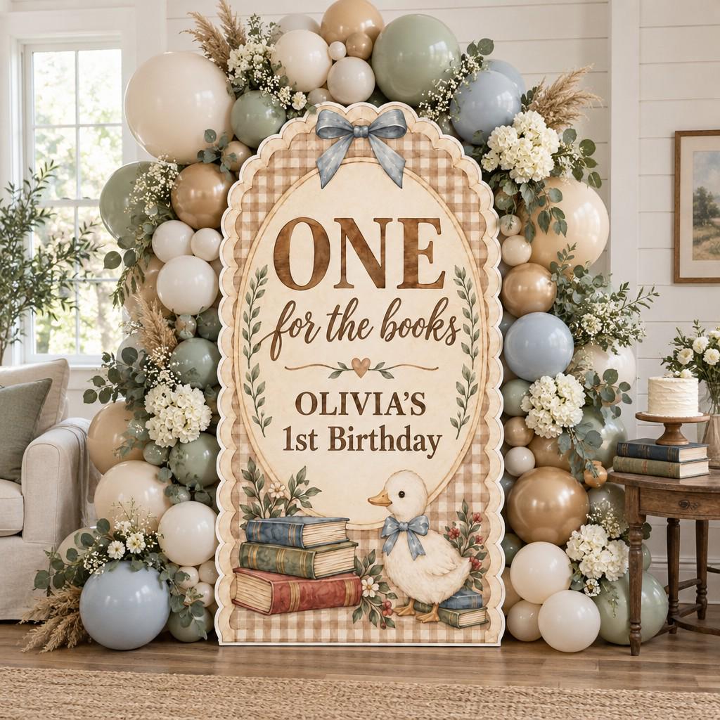 Tan Gingham Duckling One for the Books Arch
