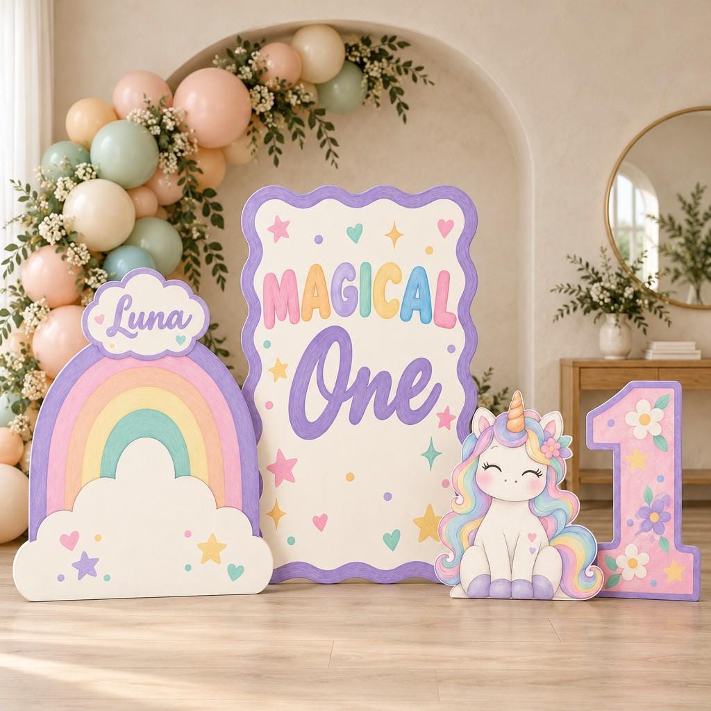Pastel Rainbow Magical One Unicorn Set
