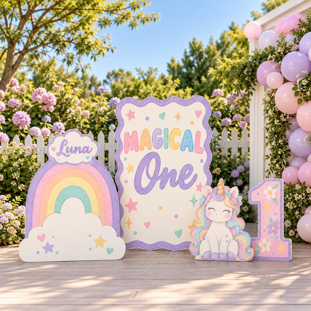 Pastel Rainbow Magical One Unicorn Set