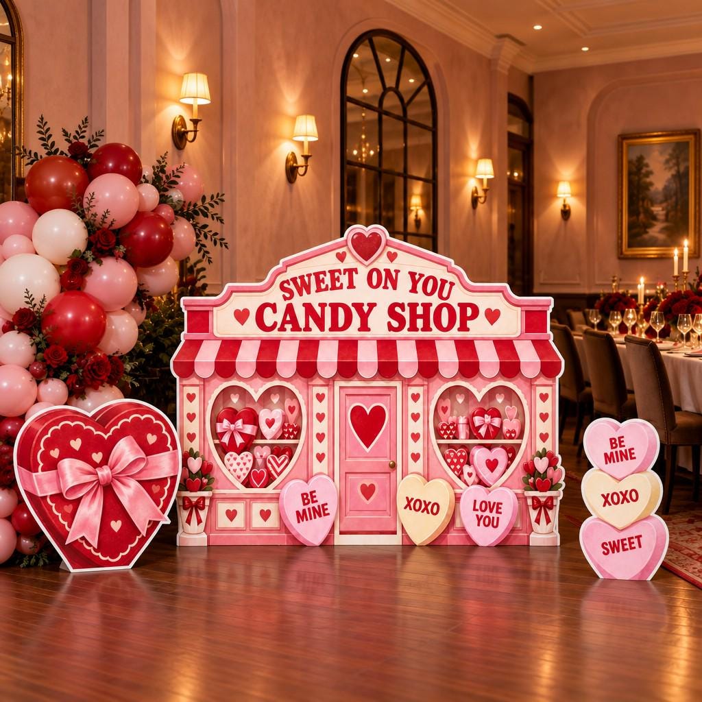 Conversation Hearts Valentine Candy Shop Set