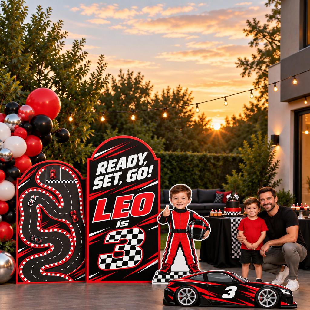 Red Black Checkered Race Car Arch Set
