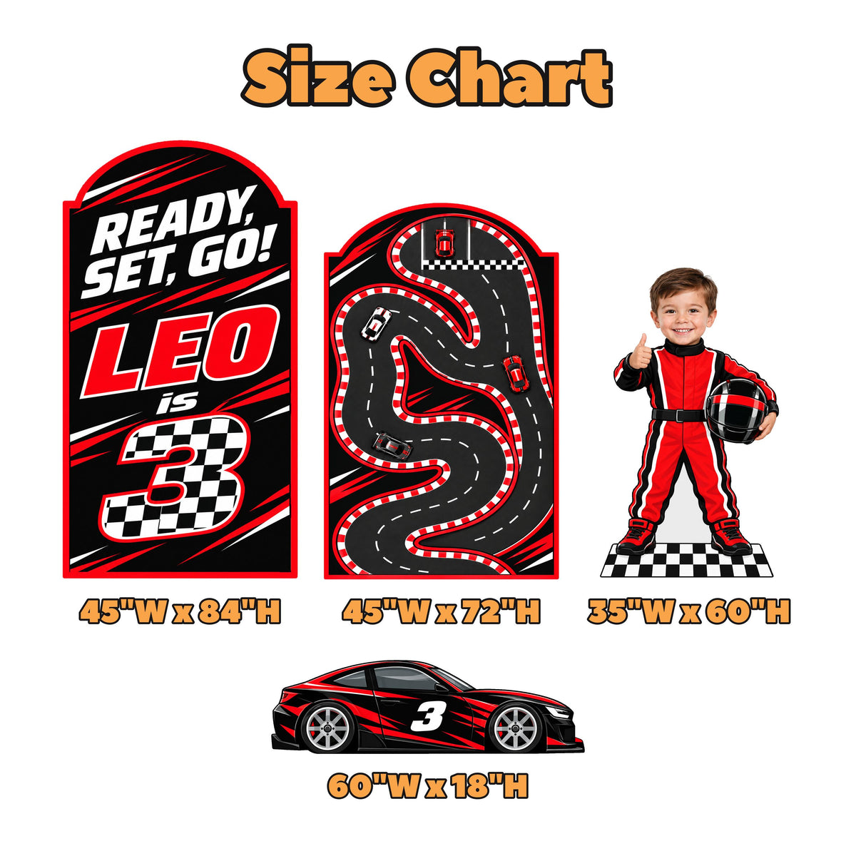 Red Black Checkered Race Car Arch Set