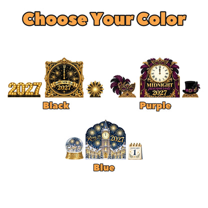 Gold Midnight Clock New Year Backdrop Set