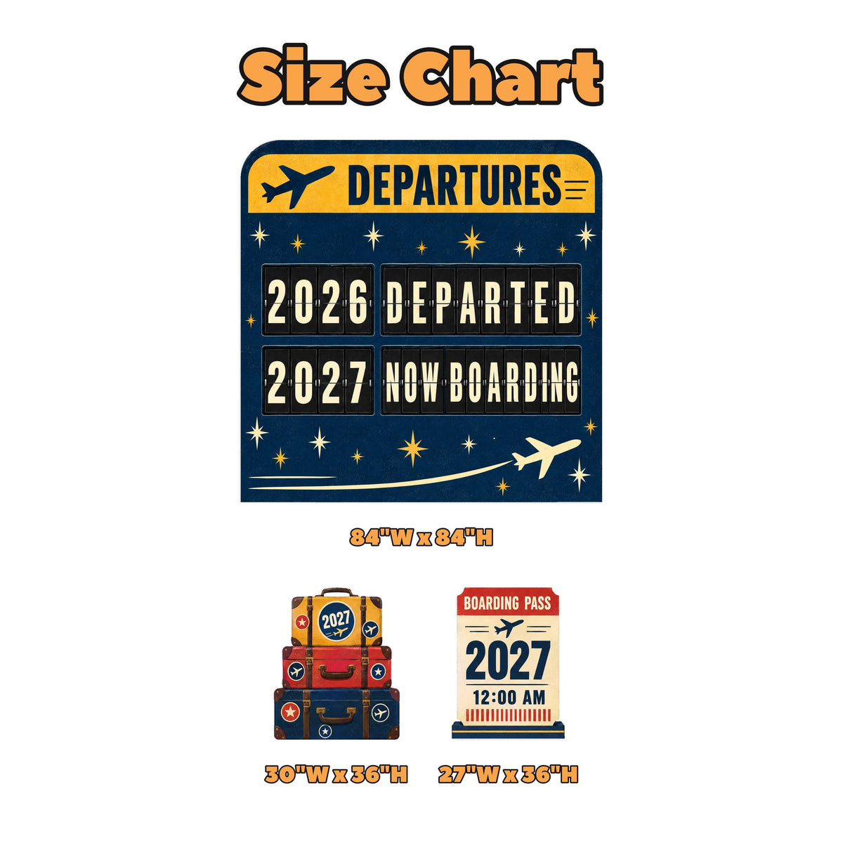 Retro Travel Departures New Year 2027 Set