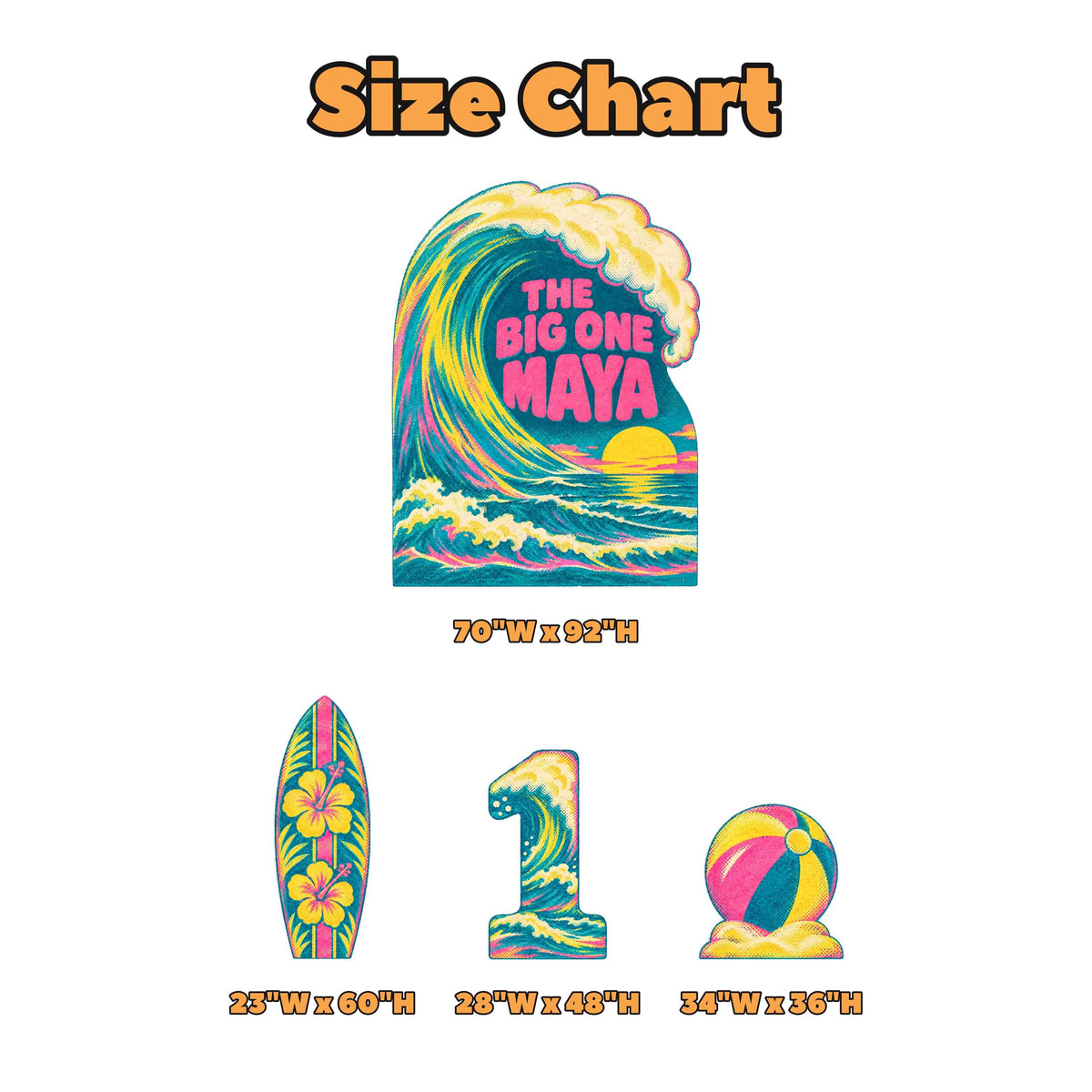 Neon Risograph Big One Surf Wave Set