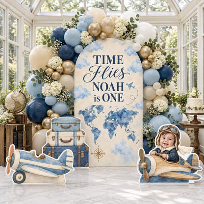 Blush Sage Time Flies Airplane Arch Set