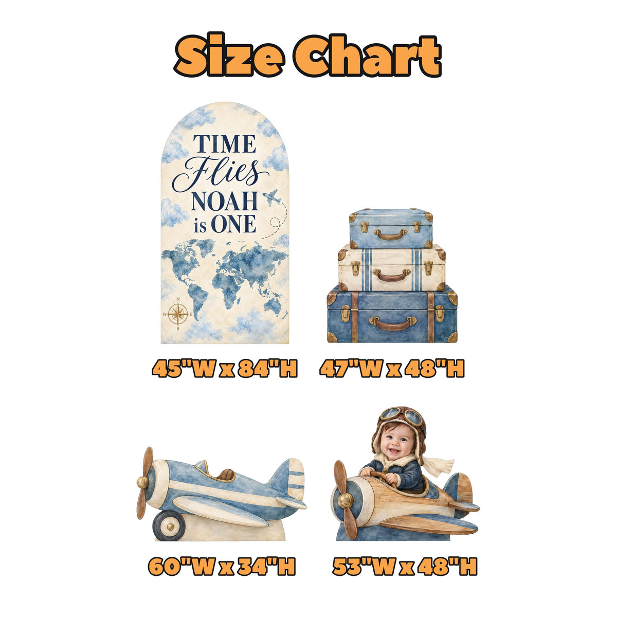 Blush Sage Time Flies Airplane Arch Set