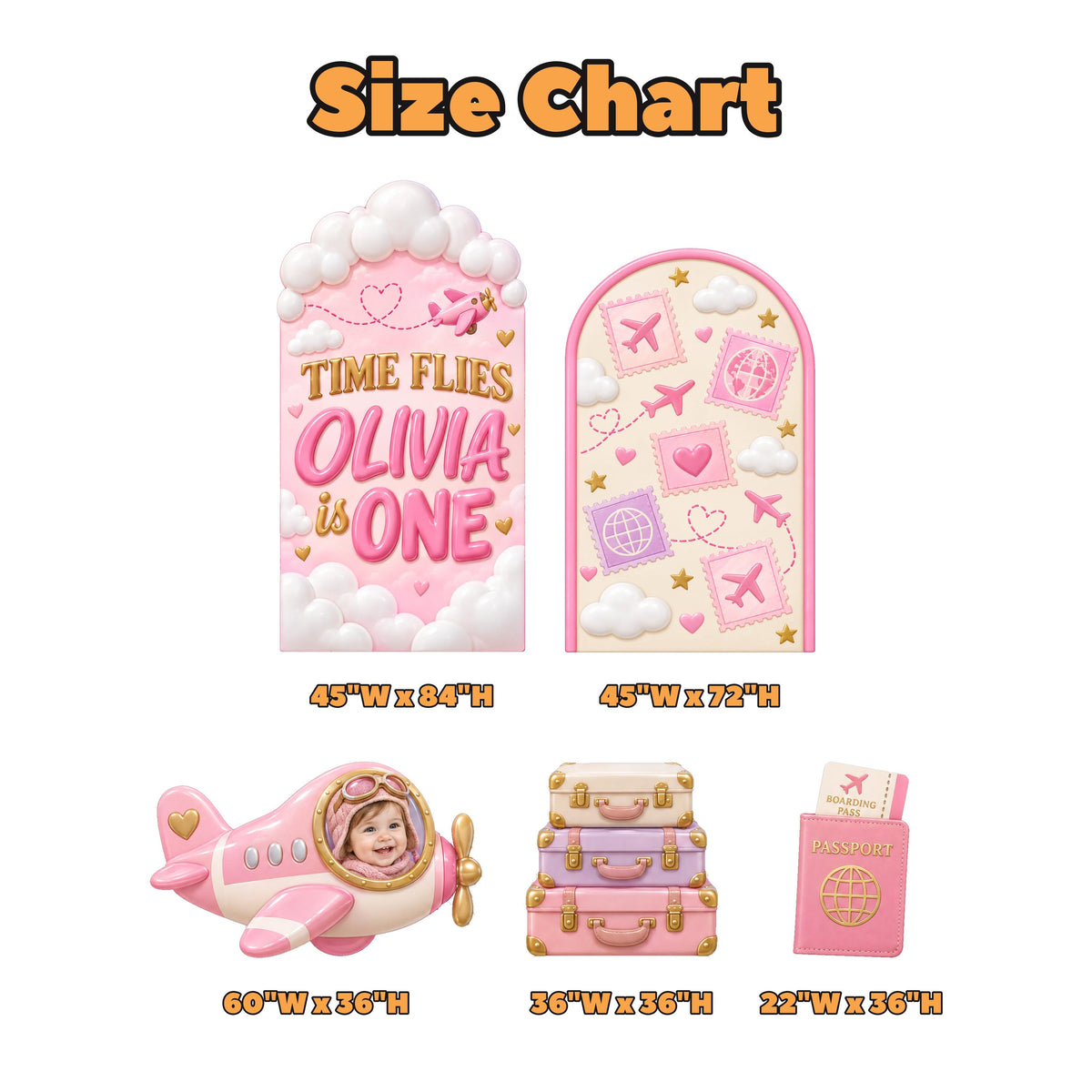 Pastel Pink Time Flies Airplane Arch Set
