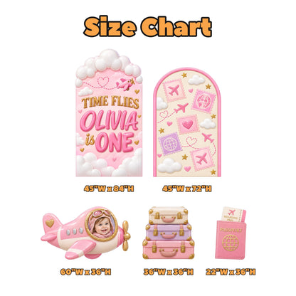 Pastel Pink Time Flies Airplane Arch Set
