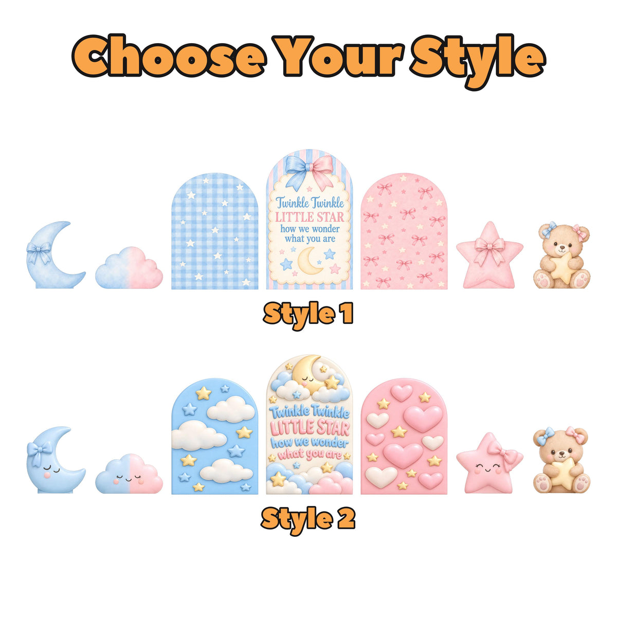 Blue Gingham Twinkle Star Gender Reveal Set