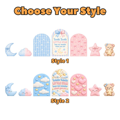 Blue Gingham Twinkle Star Gender Reveal Set