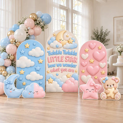 Blue Gingham Twinkle Star Gender Reveal Set