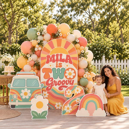 Peach Sunburst Two Groovy Camper Arch Set
