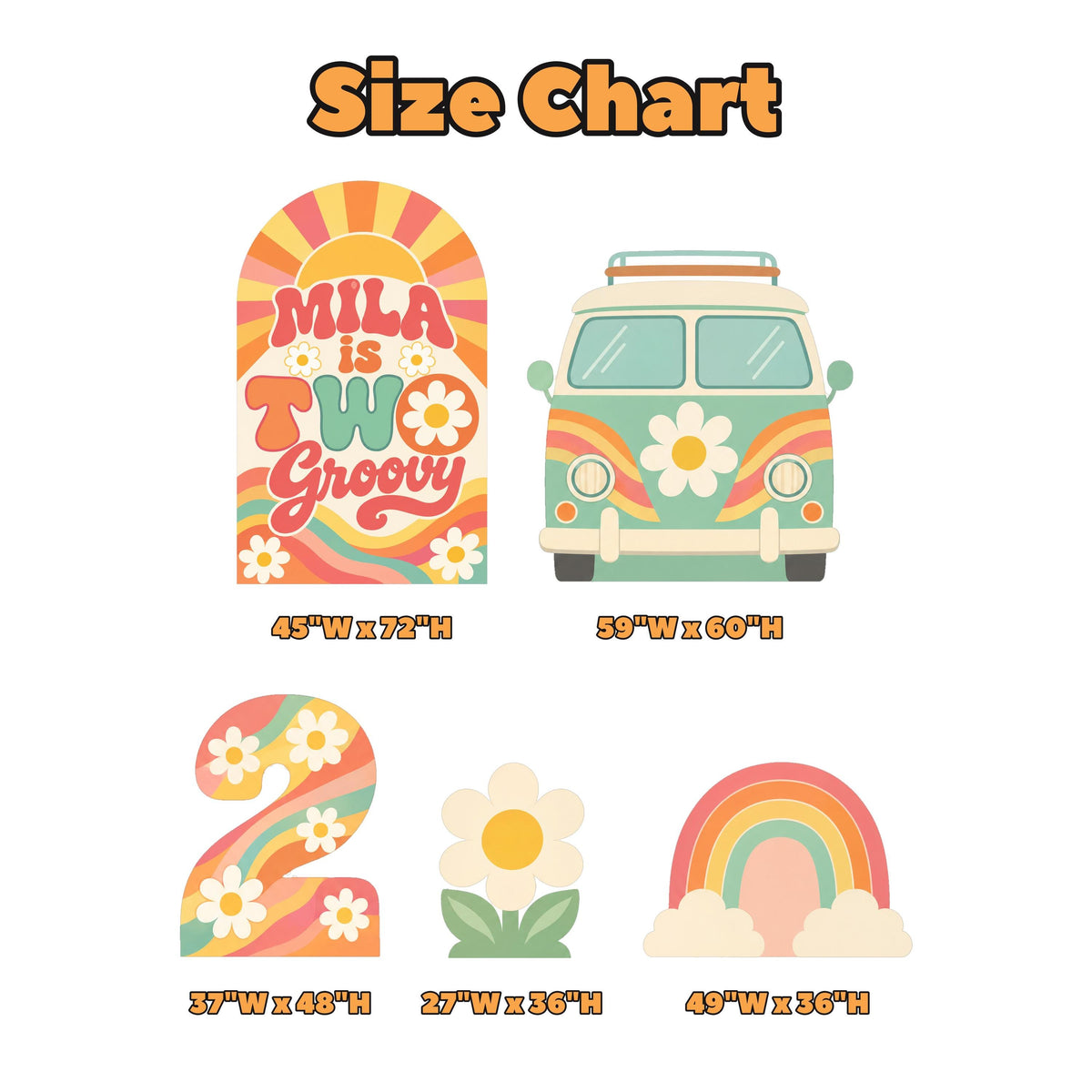 Peach Sunburst Two Groovy Camper Arch Set