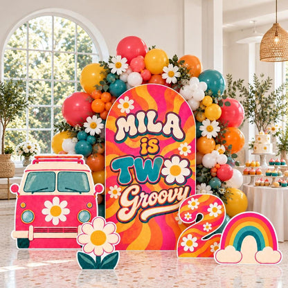 Peach Sunburst Two Groovy Camper Arch Set