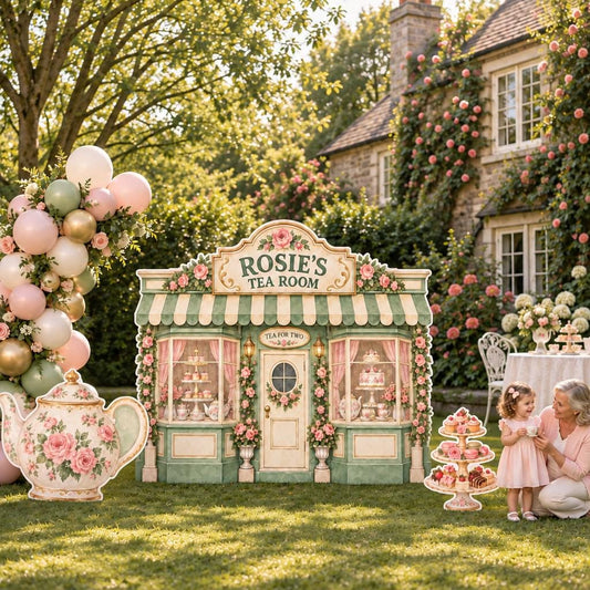 Sage Green Floral Tea Room Storefront Set