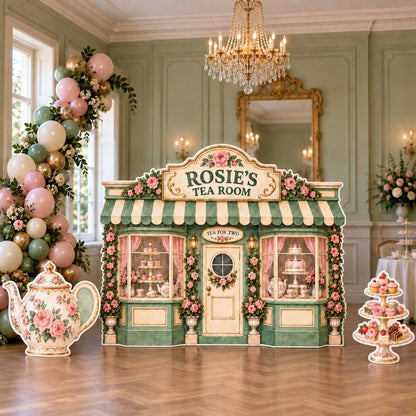 Sage Green Floral Tea Room Storefront Set