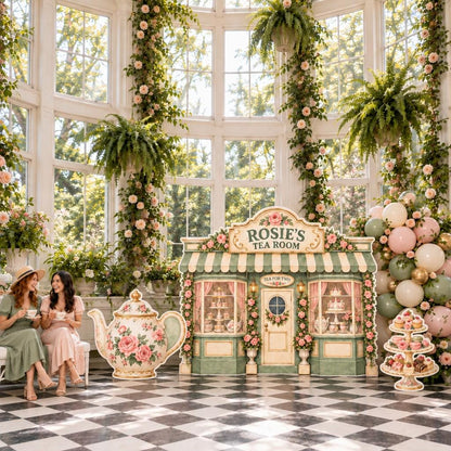 Sage Green Floral Tea Room Storefront Set