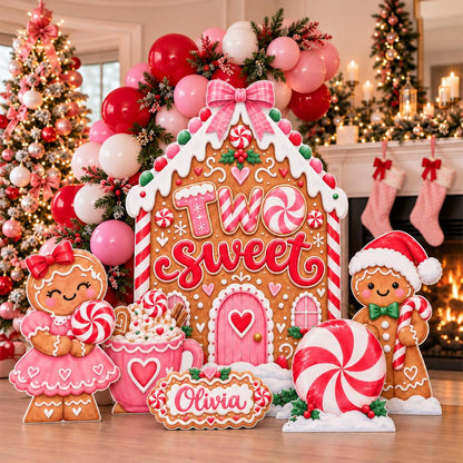 Pink Gingerbread Two Sweet Backdrop Set