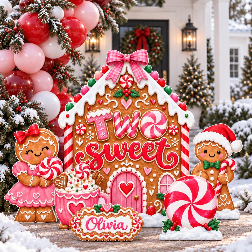 Pink Gingerbread Two Sweet Backdrop Set