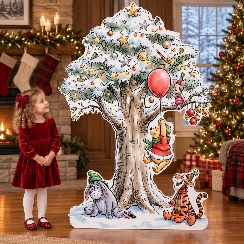 Snowy Storybook Bear Christmas Tree Cutout