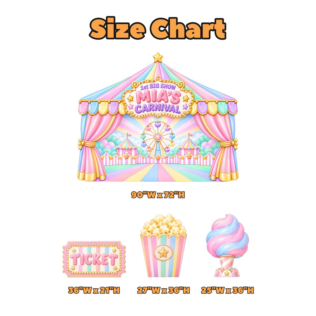 Pastel Rainbow Big Top Carnival Backdrop Set