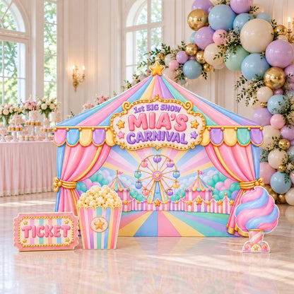 Pastel Rainbow Big Top Carnival Backdrop Set