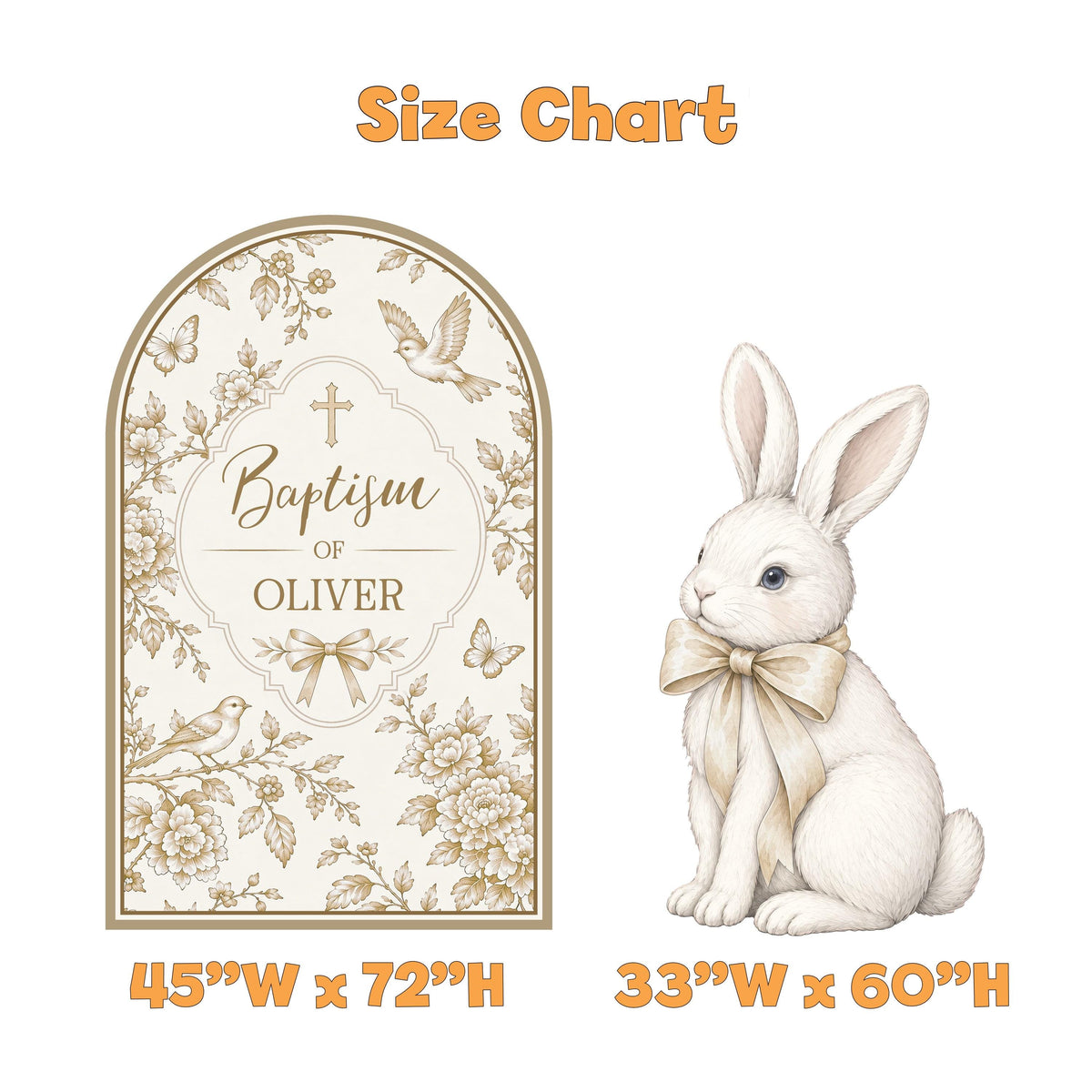 Sage Toile Bunny Baptism Arch Set