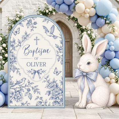Sage Toile Bunny Baptism Arch Set