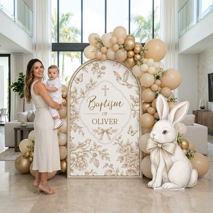 Sage Toile Bunny Baptism Arch Set