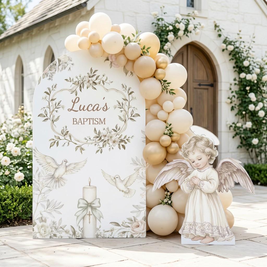 Sage Floral Dove Angel Baptism Set