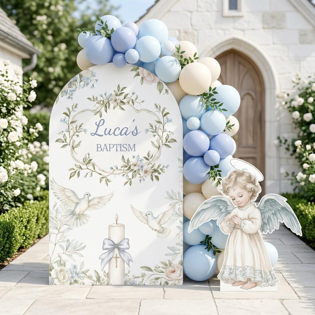 Sage Floral Dove Angel Baptism Set