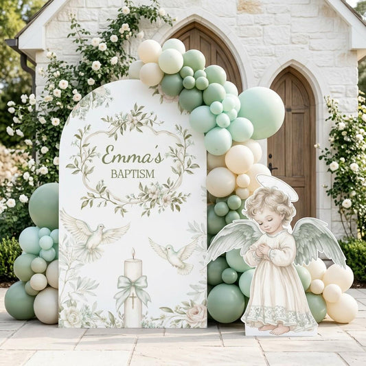 Sage Floral Dove Angel Baptism Set